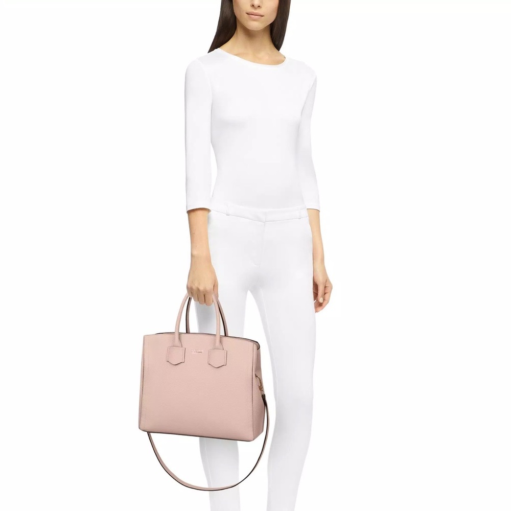NWT Michael Kors Mott Large Saffiano Leather Satchel Bag In Power Blush Color - Picture 3 of 13